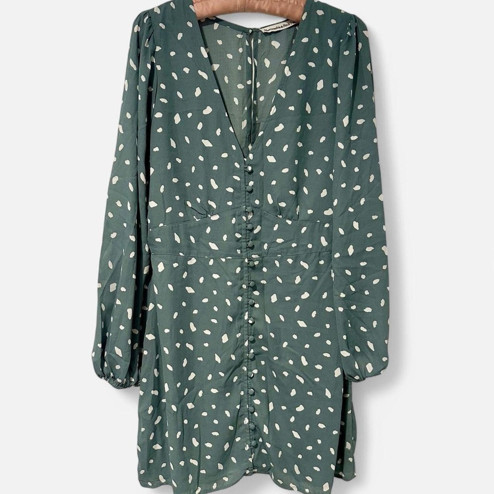 Abercrombie & Fitch Polka Dot Mini Dress Sage Green Medium NWT